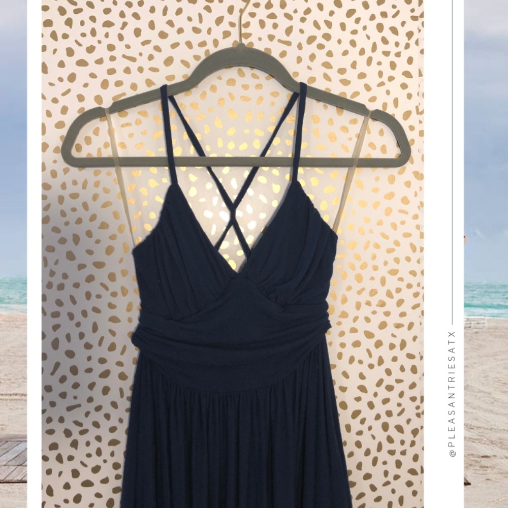 Rachel Pally Cross Back Midi Dress Navy Sz Small